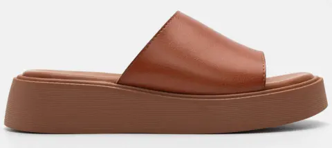 Σανδάλια Flatform με Φαρδιά Φάσα - Κάμελ