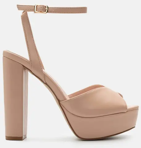 Πέδιλα Peep Toe με Στριφτό Λουράκι & Φιάπα - Nude