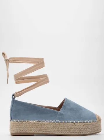Εσπαντρίγιες Flatforms Lace Up - Γαλάζιο
