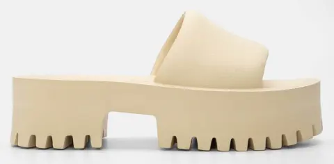 Παντόφλες Platform Μονόχρωμες με Τρακτεροτή Σόλα - Μπεζ