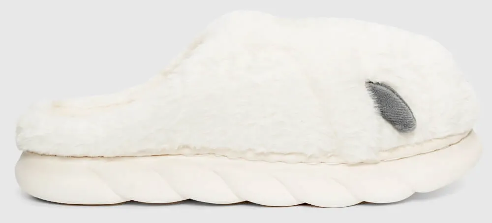 Παντόφλες Γούνινες με Σχέδιο - Λευκό