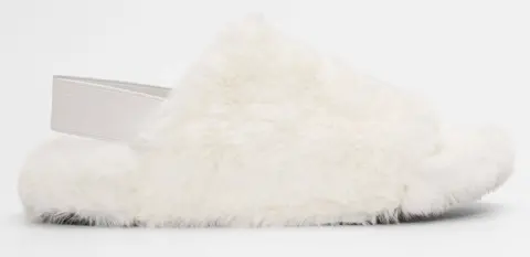 Παντόφλες Γούνινες με Λάστιχο - Λευκό