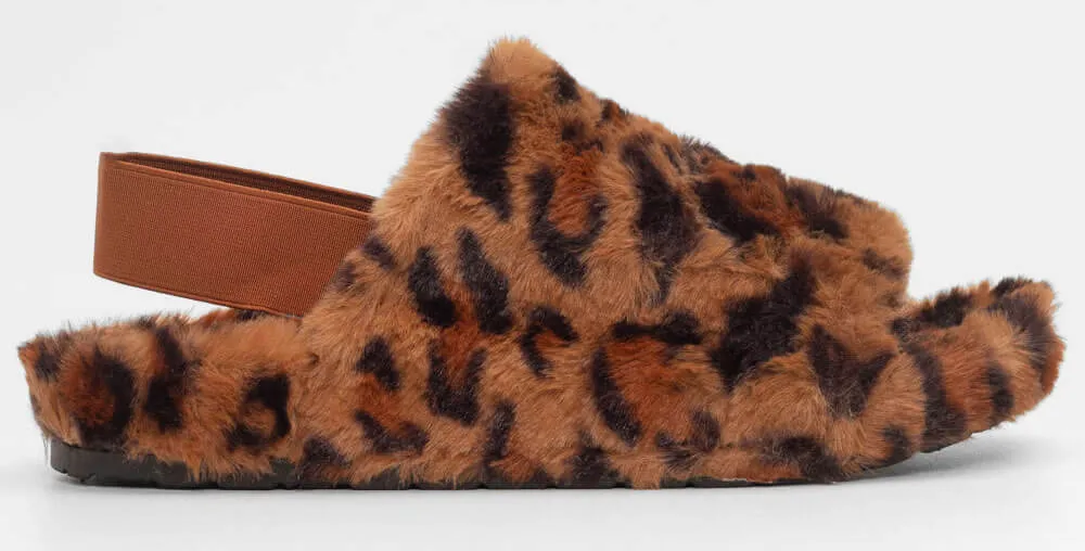 Παντόφλες Γούνινες με Λάστιχο - Animal Print