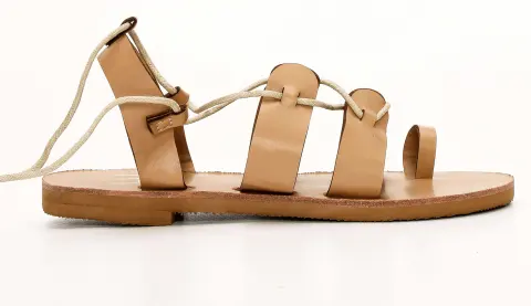 LUIGI DESIGN - Flat Σανδάλια Lace Up - Μπεζ