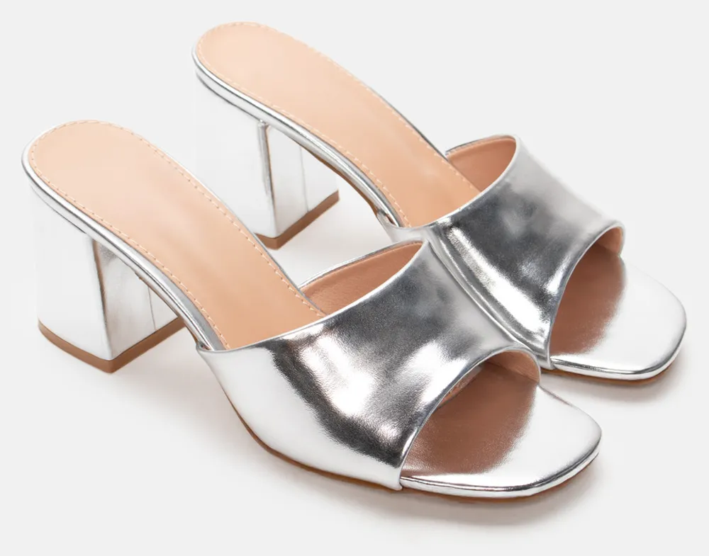 Mules Μονόχρωμα - Ασημί