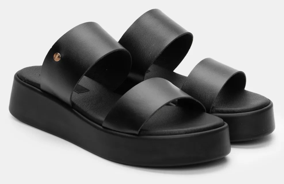 LUIGI DESIGN - Σανδάλια Flatform με Διπλή Φάσα - Μαύρο