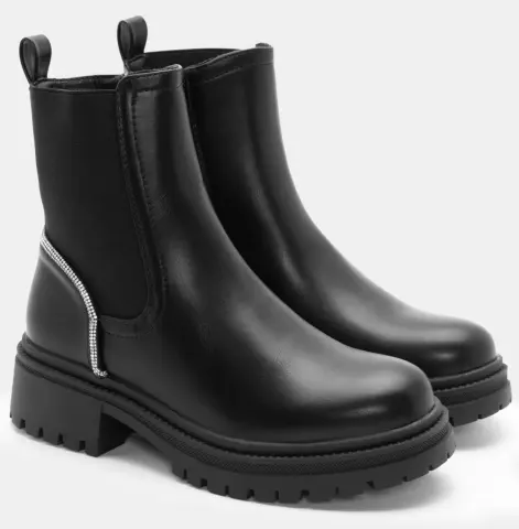 Μποτάκια Chelsea με Strass - Μαύρο