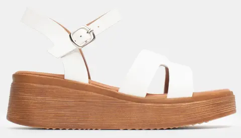 Σανδάλια Flatform με Φάσα & Μπαρέτα - Λευκό