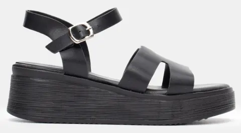 Σανδάλια Flatform με Φάσα & Μπαρέτα - Μαύρο