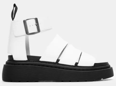 Σανδάλια Flatform με Πολλαπλά Λουράκια & Μπαρέτα - Λευκό