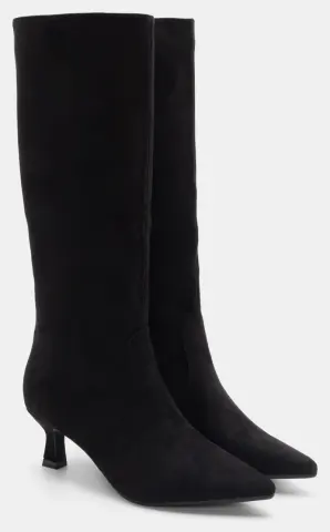 Μπότες Μυτερές με Τακούνι - Μαύρο