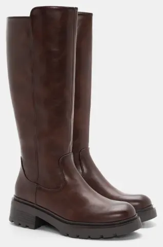 Μπότες με Τρακτερωτή Σόλα - Καφέ Σκούρο