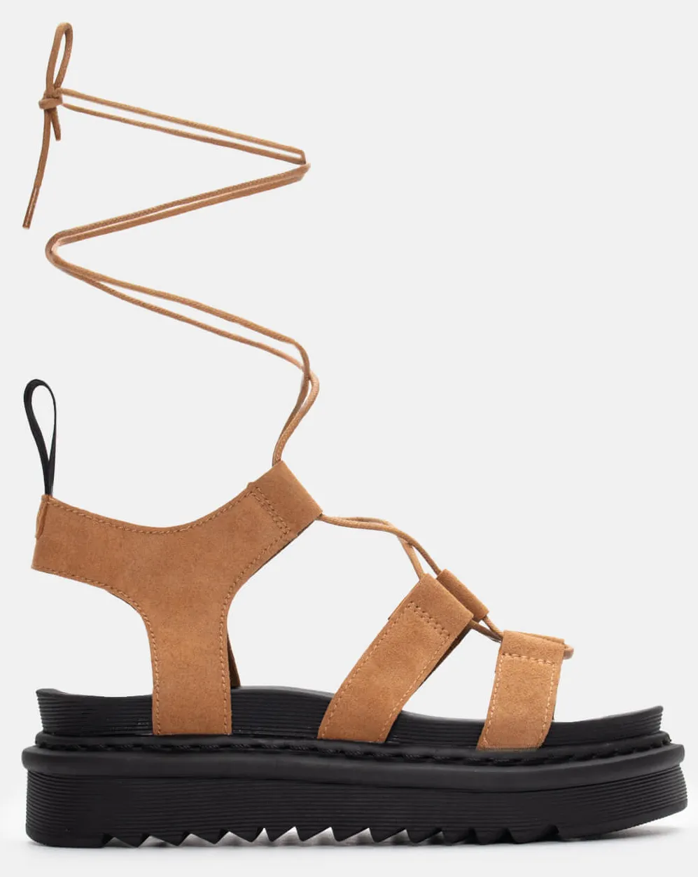 Σανδάλια Flatform με Κορδόνια Lace Up - Κάμελ