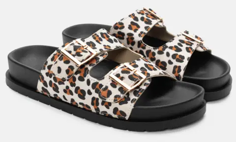 Σανδάλια Flatform με Διπλές Τόκες - Animal Print