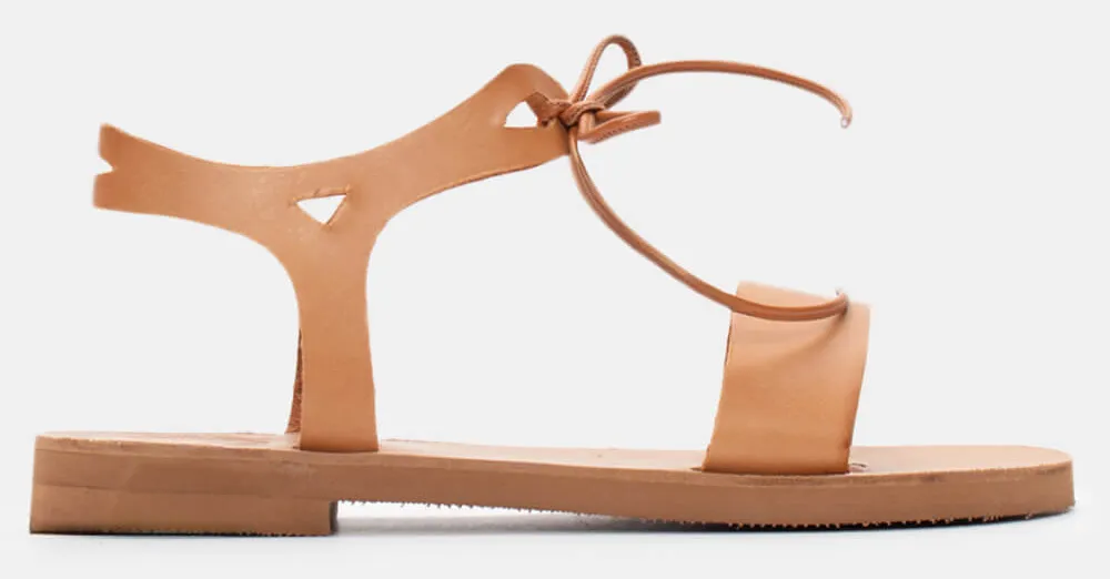 LUIGI DESIGN - Flat Σανδάλια με Κορδόνια - Nude