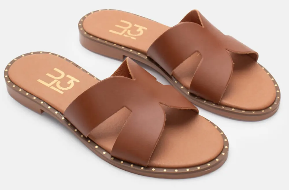 LUIGI DESIGN - Σανδάλια Flat με Ανοίγματα Στο Πλάι - ΤΑΜΠΑ