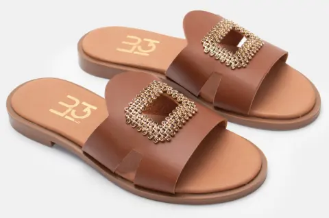 LUIGI DESIGN - Σανδάλια Flat με Διακοσμητικό Από Strass - ΤΑΜΠΑ