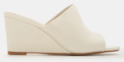 Mules Wedge με Φαρδιά Φάσα - Μπεζ