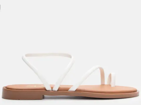 LUIGI DESIGN - Σανδάλια Flat με Λοξό Λουράκι - Λευκό