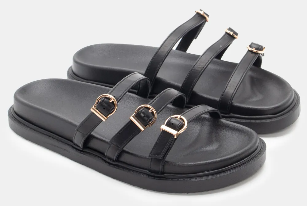 Σανδάλια Flatform με Τόκες - Μαύρο