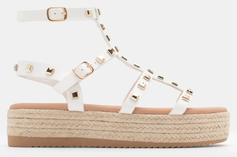 Πλατφόρμες Εσπαντρίγιες με Πολλαπλά Λουράκια & Τρούκς - Λευκό