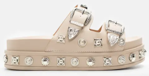 Σανδάλια Flatform με Διακοσμητικά Τρουκς - Μπεζ