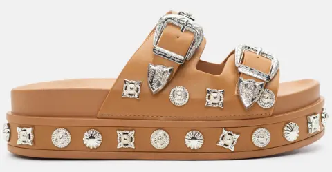 Σανδάλια Flatform με Διακοσμητικά Τρουκς - Κάμελ