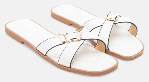 Σανδάλια Flat με Διπλά Λουράκια & Τόκα - Λευκό