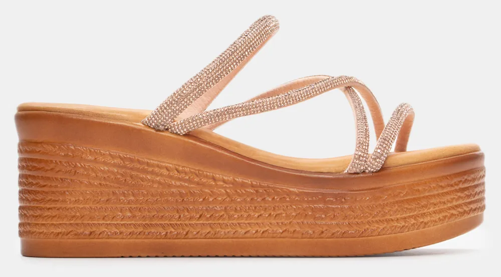 Πλατφόρμες με Λουράκια από Strass - Χαλκός