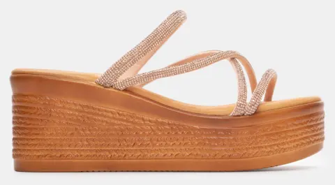 Πλατφόρμες με Λουράκια από Strass - Χαλκός