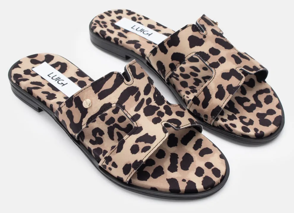 LUIGI DESIGN-Flat Σανδάλια με Ανοίγματα Στο Πλάι - Animal Print