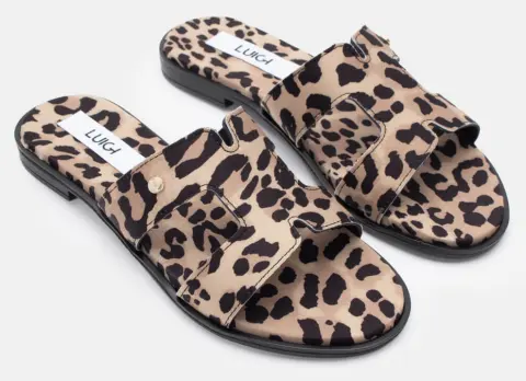 LUIGI DESIGN-Flat Σανδάλια με Ανοίγματα Στο Πλάι - Animal Print