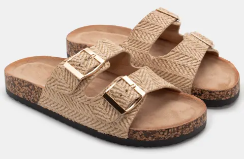 Σανδάλια Flatform με Πλεκτά Σχέδιο - Μπεζ