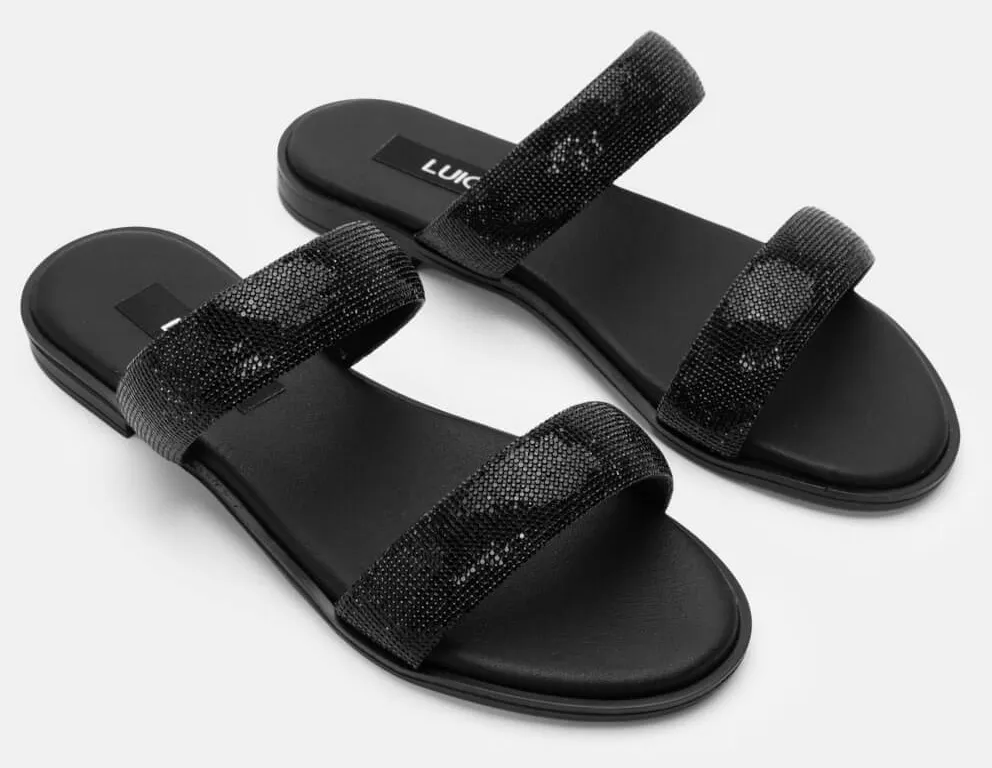 LUIGI DESIGN- Flat Σανδάλια με Strass - Μαύρο