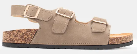 Σανδάλια Flatform με Τόκες - Μπεζ-Σκούρο