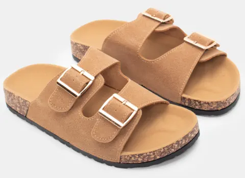 Σανδάλια Flatform με Διπλές Τόκες - Κάμελ