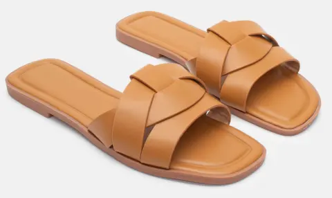 Flat Σανδάλια με Φάσα - Κάμελ