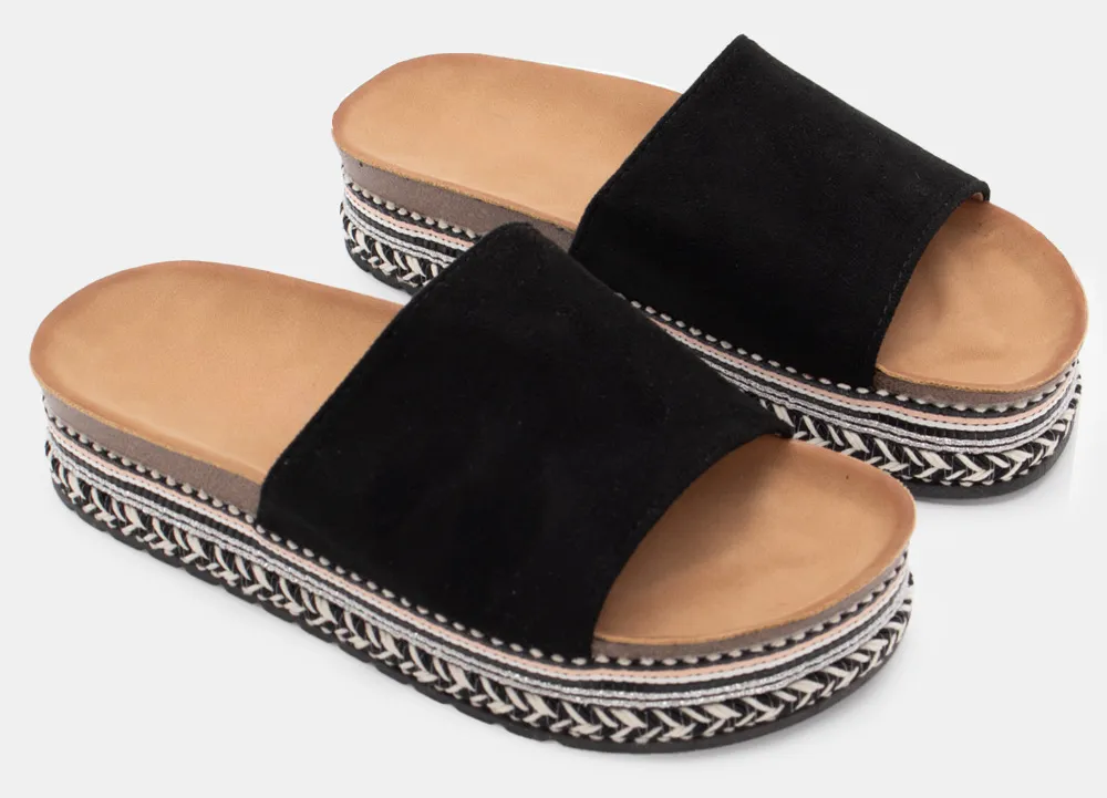Σανδάλια Flatform Boho - Μαύρο