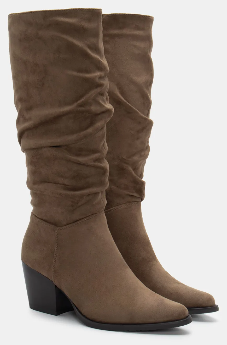 Μπότες Cowboy με Σούρες - Λαδί