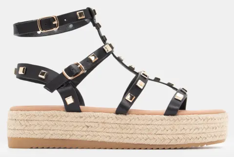 Πλατφόρμες Εσπαντρίγιες με Πολλαπλά Λουράκια & Τρούκς - Μαύρο