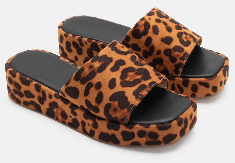 Πλατφόρμες Flatform με Φαρδιά Φάσα - Animal Print