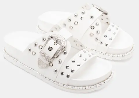 Σανδάλια Flatform με Διακοσμητικά Τρούκς - Λευκό