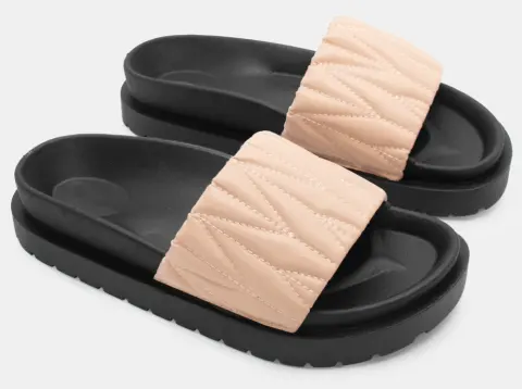 Σανδάλια Flatform με Φαρδιά Φάσα - Μπεζ