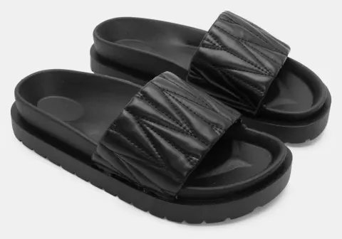 Σανδάλια Flatform με Φαρδιά Φάσα - Μαύρο