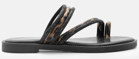 Flat Σανδάλια με Strass - Animal Print