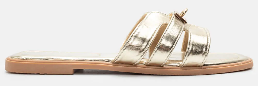 Flat Σανδάλια με Περίτεχνα Λουριά - Χρυσό