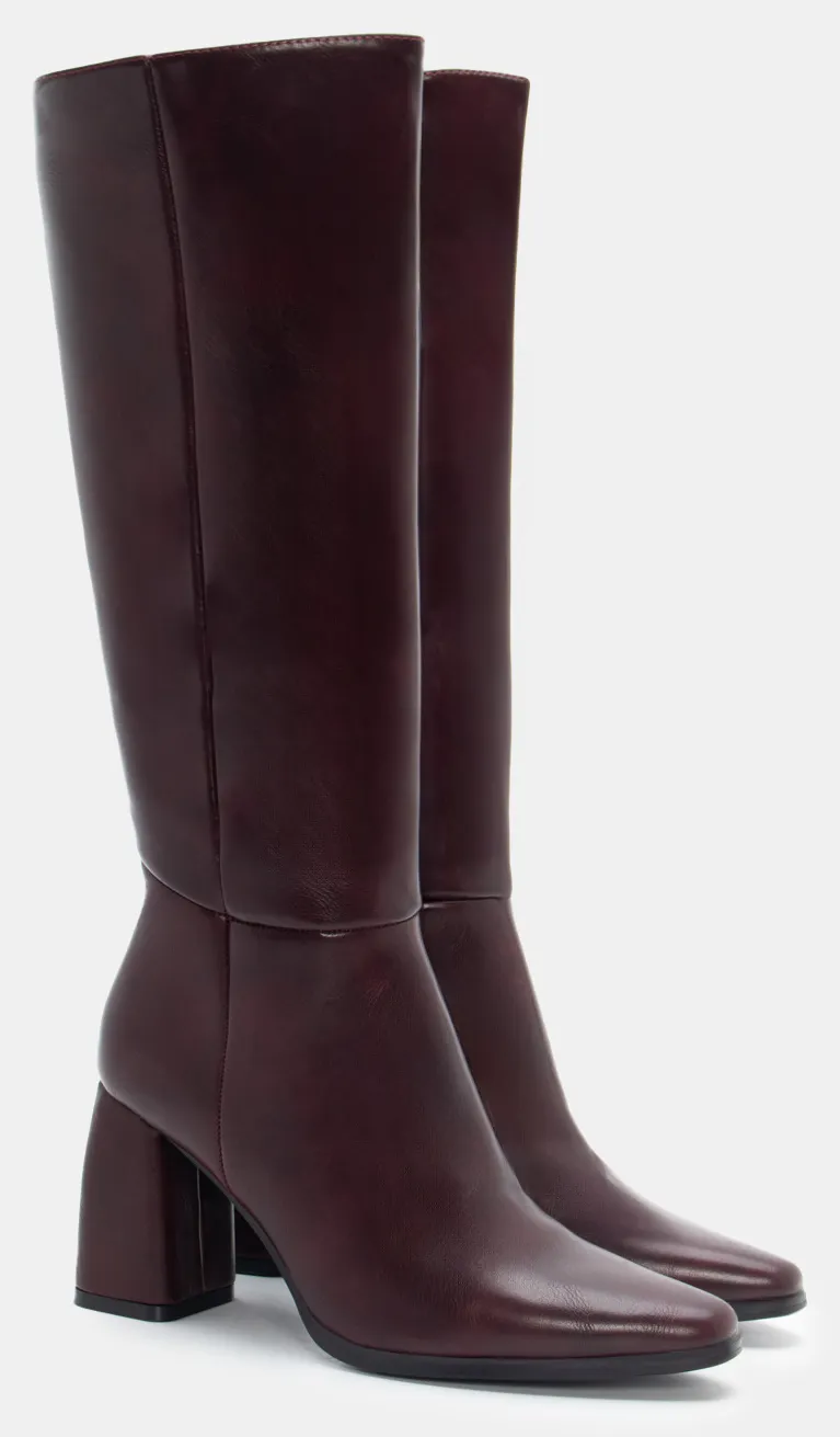 Μπότες Μυτερές Μονόχρωμες - Μπορντό