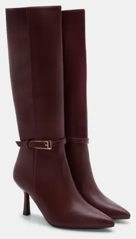 Μπότες Μυτερές με Διακοσμητικό Λουράκι - Μπορντό