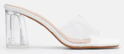 LUIGI DESIGN - Mules με Διάφανη Φάσα & Διάφανο Τακούνι - Λευκό