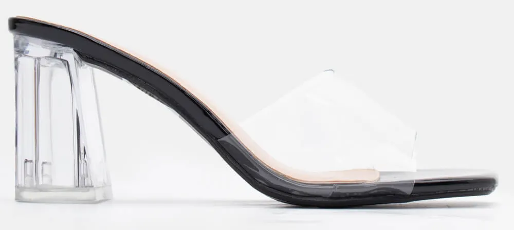 LUIGI DESIGN - Mules με Διάφανη Φάσα & Διάφανο Τακούνι - Μαύρο